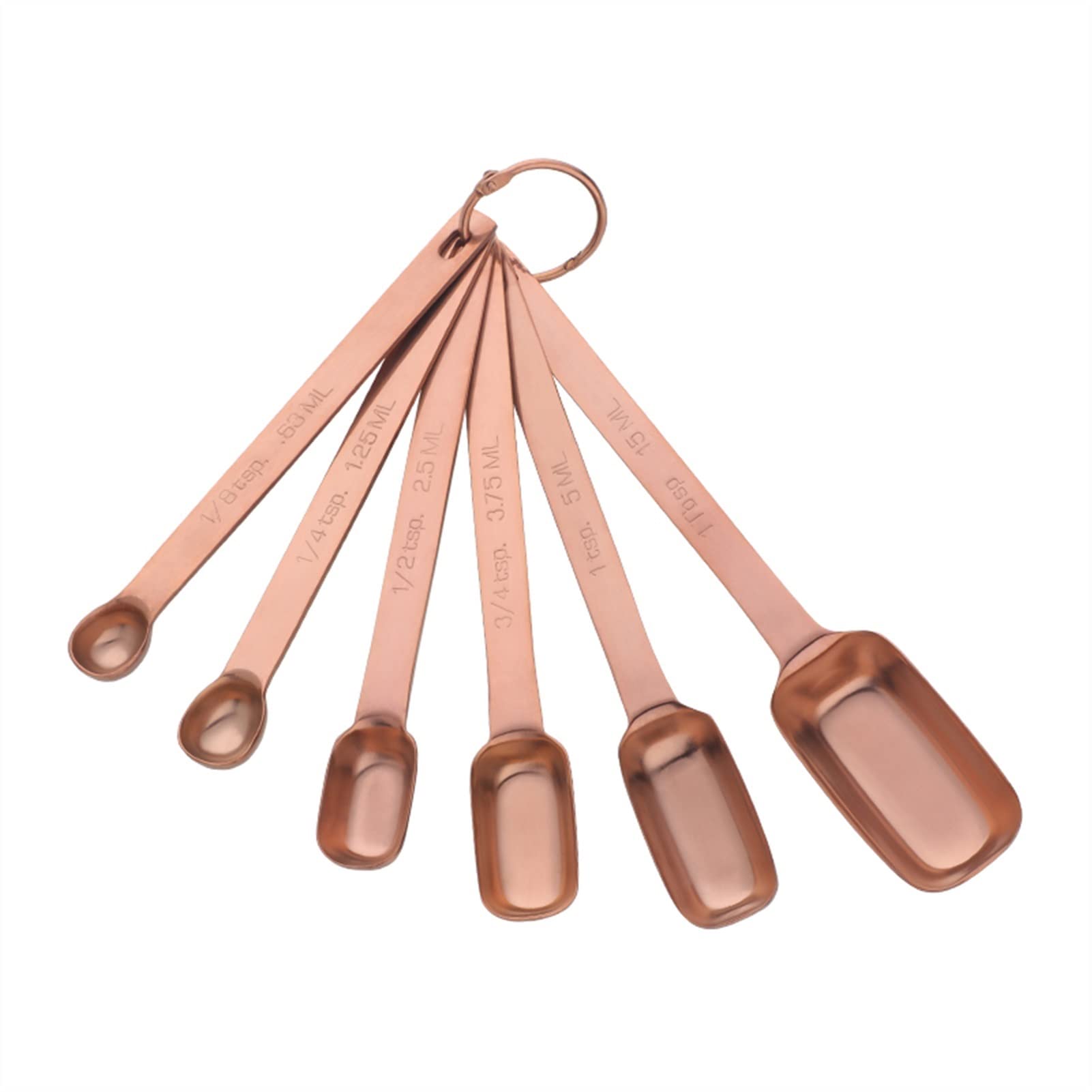 Ensemble de 6 cuillères à mesurer, cuillère à café, cuillère à sucre, cuillère à gâteau, tasses à mesurer dorées, cuillères à mesurer de cuisine, outils de cuisson (couleur : A argent) (B or