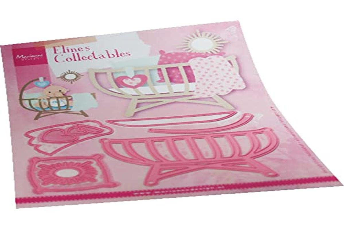 Marianne Design Pink Collectables, Eline's Baby Cot, Intricate Designs And Embossed Details For Paper Crafts