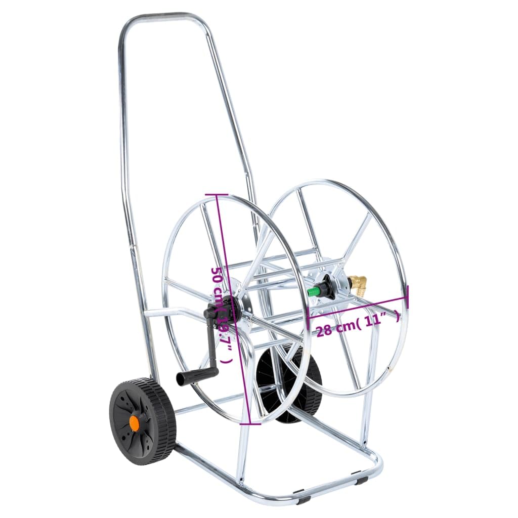 vidaXL Schlauchwagen, Schlauchtrommel mit Griff Rädern, Übersichtlich Schlauchaufroller für 80 m 3/4" Schlauch, Gartenschlauchwagen, Stahl