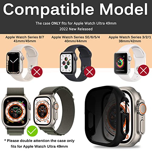 Miimall Case Compatible with Apple Watch Ultra 49mm Privacy Tempered Glass Screen Protector - Image 2