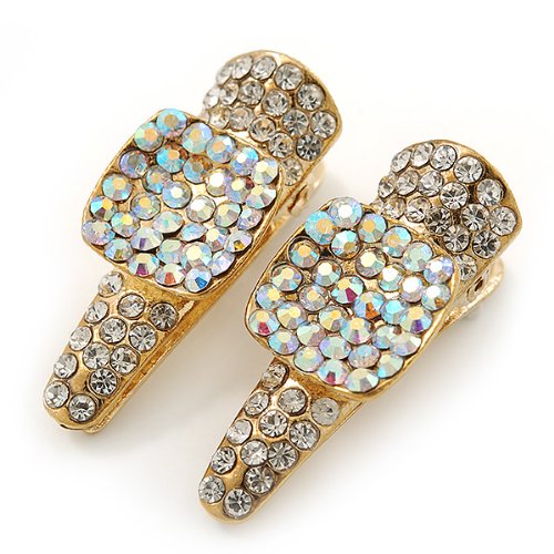 Miniatura 3 de 2 clips pequeños chapados en oro transparente y AB Crystal para el picoclips de Concord - 1.378 in de longitud