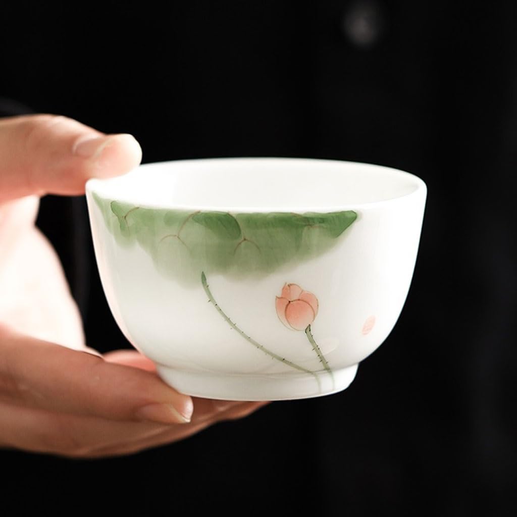 Ceramiczna filiżanka do herbaty ręcznie malowana lotos filiżanka do herbaty kubek dla gospodarza popołudniowa herbata impreza biurowa filiżanka biała porcelana chiński zestaw do herbaty Kung
