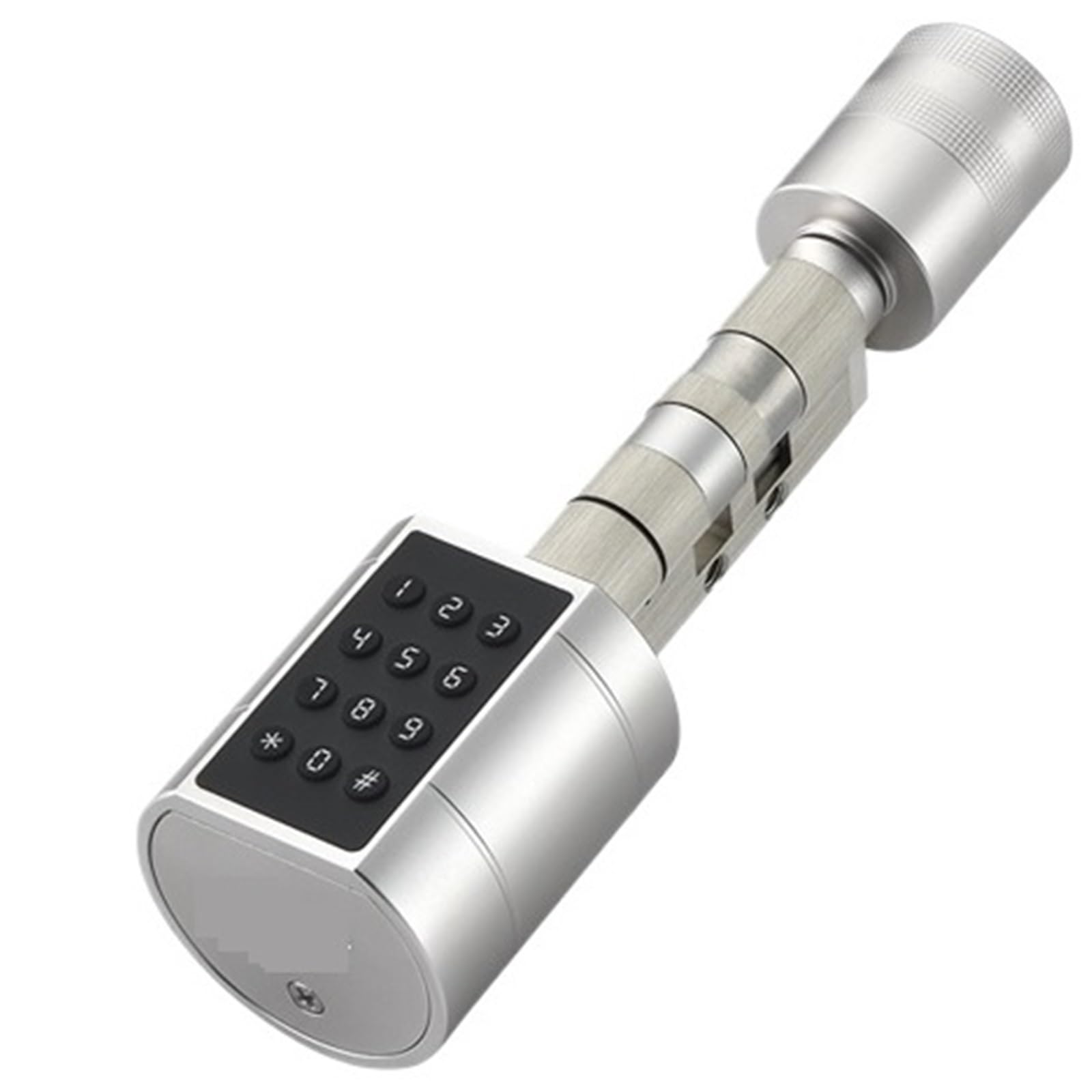 Cerradura Electronica, Cerradura de puerta inteligente electrónica con cilindro de huella dactilar, teclado Digital, código, tarjeta, Control remoto, ajustable, for casa y apartamento(Silver)