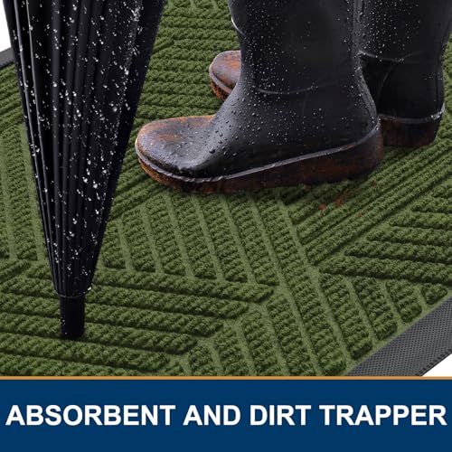 Image of Smiry Front Door Mat Outside Entrance, Low Profile Rubber Doormat, 29.5x17