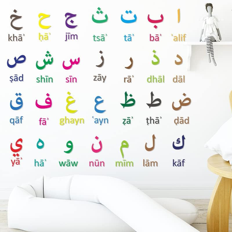 EASYARTO Colourful Educational Wall Sticker Decal of Arabic Letters and