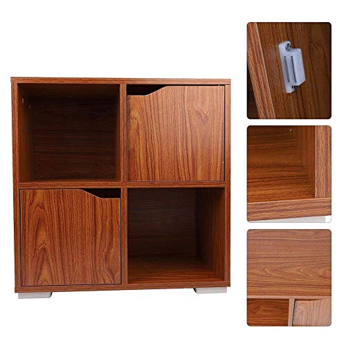 Zldctg Bookshelf-Tier Grid Wooden Bookcase Sideboard Corner Storage Cabinet Cupboard Storage Rack Bookshelf Display Shelf With Door Cell For Household Bedroom #TOP7