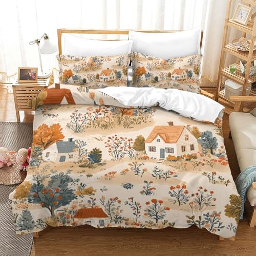 Parure de lit champêtre housse de couette microfibre 3D single 140x200