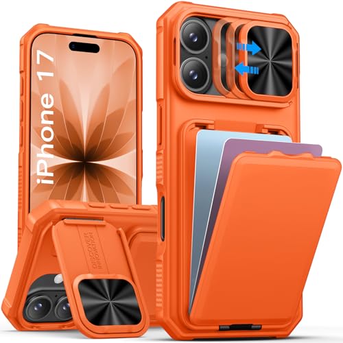 Image of SSLOTSCASE for iPhone 17 Case with Hidden Card Holder & Stand, Orange
