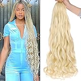 Unionbeauty 22 Inch Blonde French Curly Braiding Hair 8 Packs Pre Stretched Braiding Hair EZ Braids Loose Wave Crochet Hair Synthetic French Curl Crochet Braids Hair Extensions for Black Woman 613#