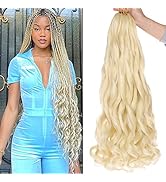 Unionbeauty 22 Inch Blonde French Curly Braiding Hair 8 Packs Pre Stretched Braiding Hair EZ Brai...
