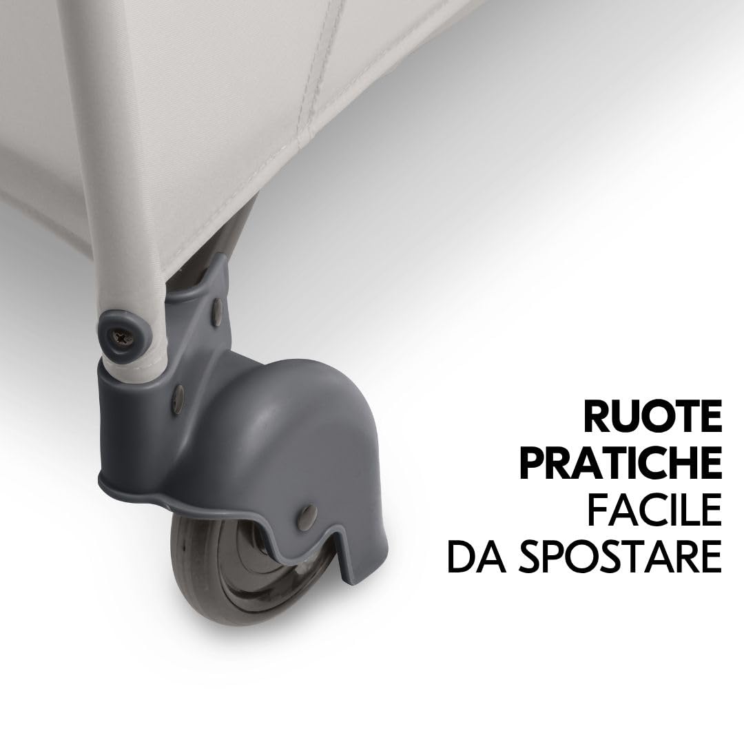 hauck Lettino da Viaggio Sleep N Easyfold con Materasso e Zanzariera, Lettino Pieghevole per Neonati con Ruote, Apertura Laterale e Borsa Trasporto, Dark Grey