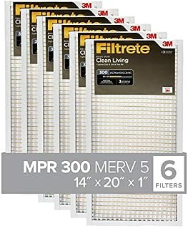 Filtrete MPR 300 14x20x1 AC Furnace Air Filter, Clean Living Basic Dust, 6-Pack