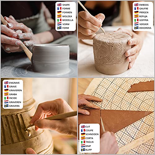 Modellierwerkzeug Kurtzy Holz Ton Set 10 Stück 14,4-16 cm