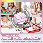 TSA Sac de toilette approuvé pour le transport, cas de fermeture éclair de coquille dure claire 3Pcs Cosmétiques étanches Organisateur de couches Sac à pochette avec rayure-proof Holographic PET Surface pour les essentiels de voyage