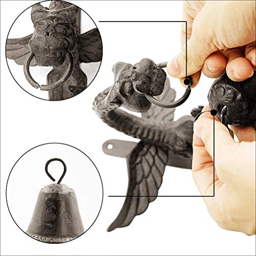 DreamsEden Wall Mount Cast Iron Doorbell, Rustic Dragon Art Door Bell for Garden Yard Home Decor - Thumbnail 3