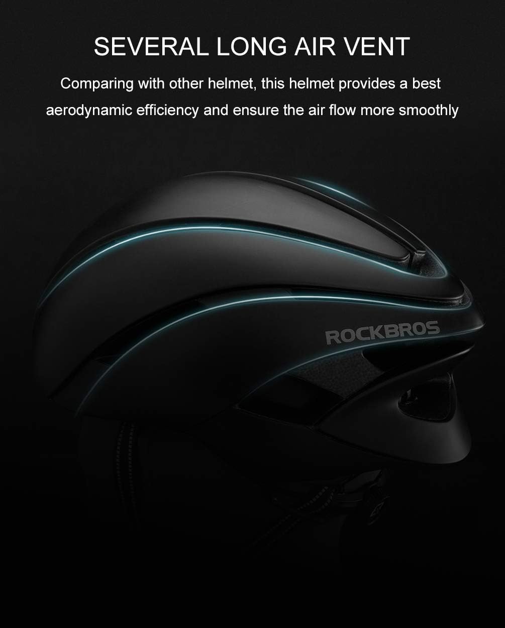 ROCKBROS Adult Bike Helmet Streamlined Aerodynamic, Comfortable Y - Shaped Strap Cycling Helmet for Men Women (58-62 cm) Reflective Adjustable Webbing for Road & Mountain Biking