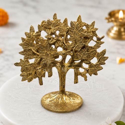 Image of Brass Kalpavriksha Tree, Vastu Remedy for Prosperity (18 cm, 580 g)