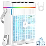 Portable Air Conditioners,1200ML Cooling fan Mini Air Conditioner with Remote Control,3 Wind Speed & 7 LED Light,3 Cool Mist& 1-3H Timer,Personal Air Conditioner Evaporative Air Cooler for Room/Office
