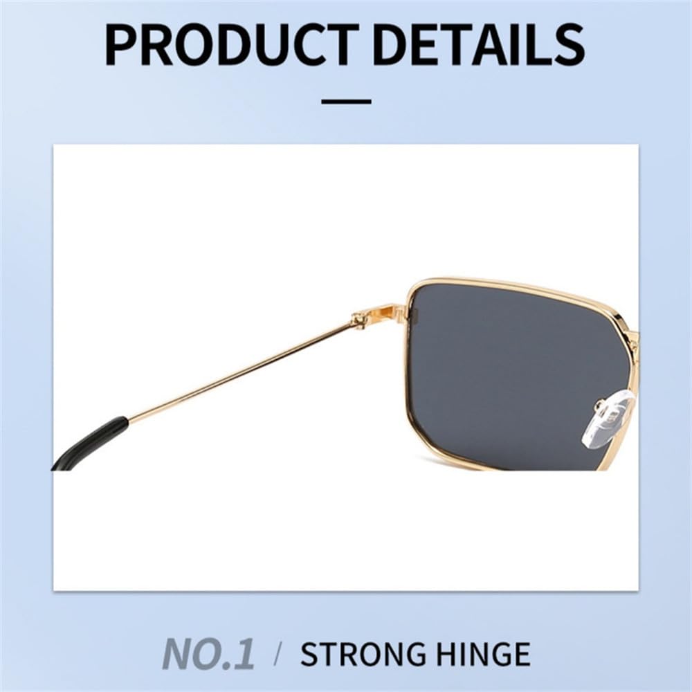 Gafas de sol cuadradas de moda para hombre, montura metálica estrecha, gafas de sol para mujer, protección UV400, estilo