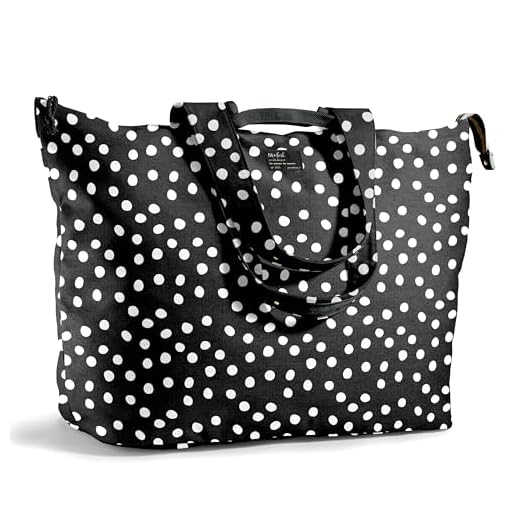 Foundry by Fit + Fresh, All The Things Tote Bag, Luggage, Travel Duffle Bag, Weekender Bags for women, and Beach Bag, B&W Dot