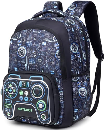 Image of HOT SHOT BAG GAMER 1446|3D EMBOSSED DESGIN|SCHOOL BAG|TUTUION|KIDS & CHILDRENS BACKPACK|WATER RESISTANT|18 INCH|FOR BOYS & GIRLS|32 LITERS BACKPACK