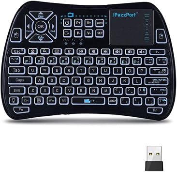 iPazzPort Bluetooth Mini Keyboard IR Learning Touchpad Mouse, Backlit 2.4GHz Wireless Keypad Remote Controller for Tablets, Smart TV,Fire Stick, Android TV Box KP-61SM Bluetooth and 2.4G