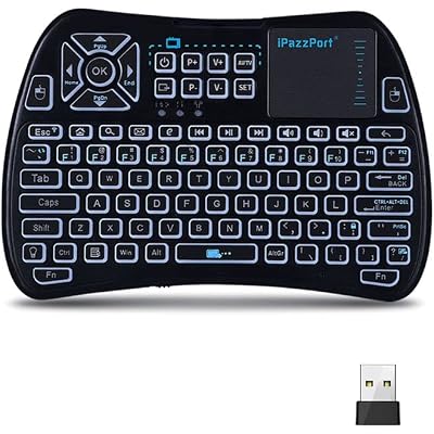 iPazzPort Bluetooth Mini Keyboard (IR Learning) Touchpad Mouse, Backlit 2.4GHz Wireless Keypad Remote Controller for Tablets, Smart TV,Fire Stick, Android TV Box KP-61SM (Bluetooth and 2.4G)