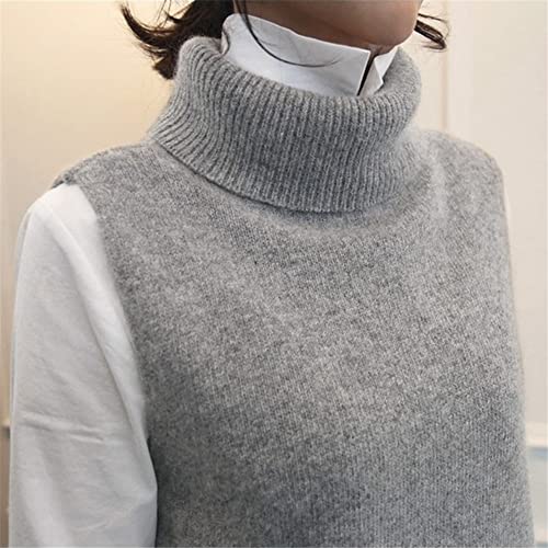 Women's Cashmere Knitted Sleeveless Turtleneck Pullover Sweater Solid Color Sweater Vest,Caramel-M4