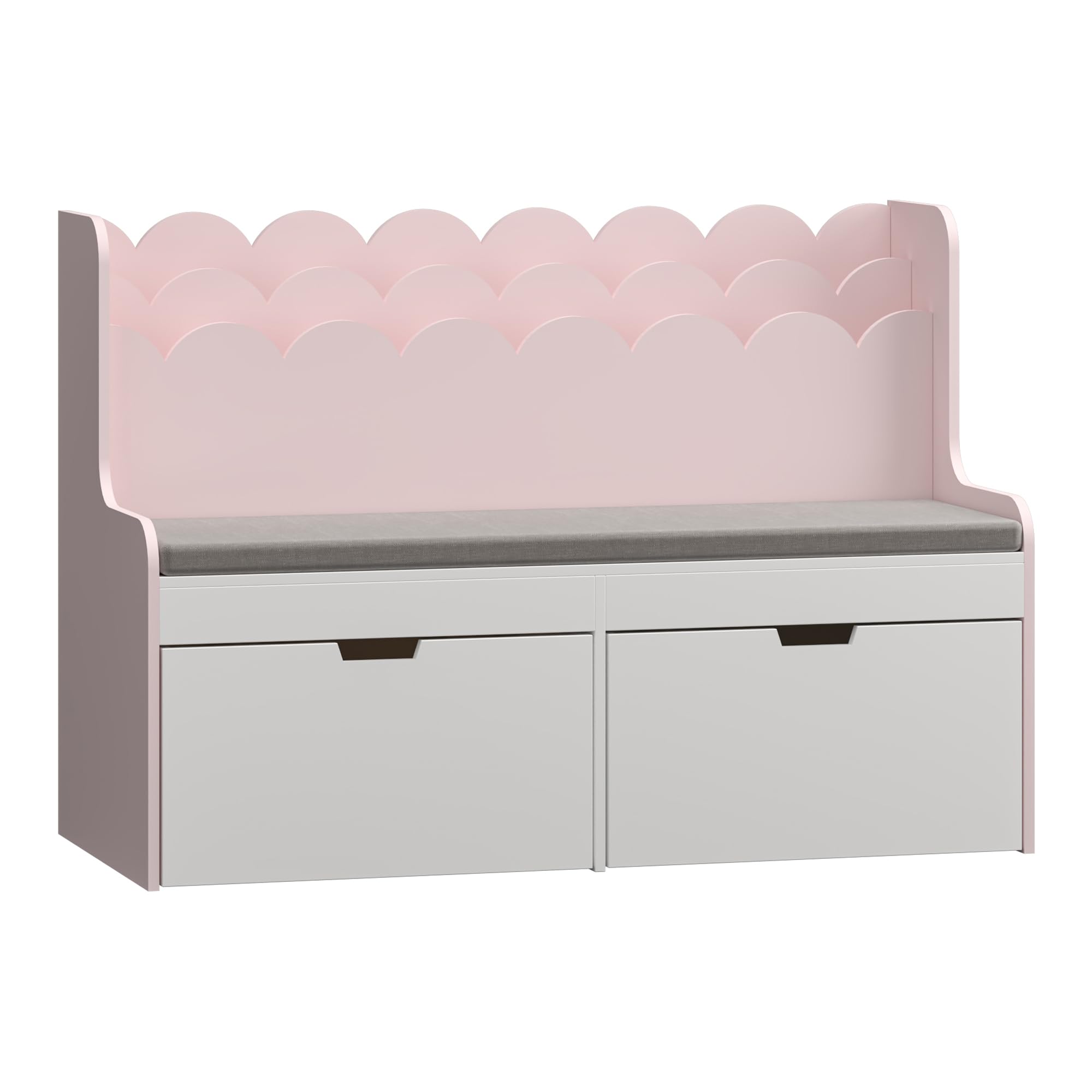 Kinder Sitzbank mit Bücherregal Vestnes 100 x 45 x 70 cm Wellendesign Cotton Candy/Weiß