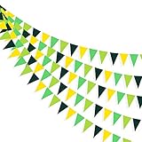 30 Ft Yellow Green Party Decorations Hanging Paper Triangle Flag Pennant Banner Bunting Garland for...