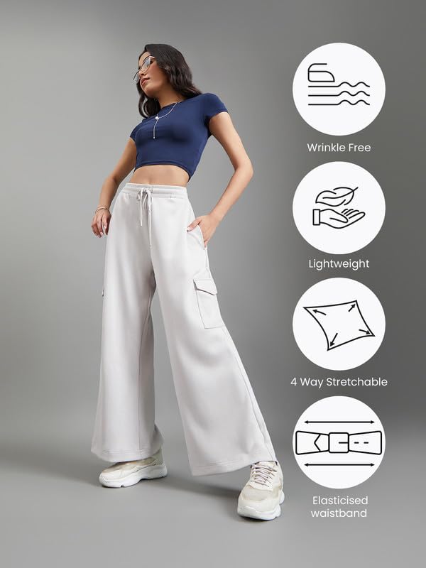 Image of GO COLORS Mostlysane Collection Scuba Cargo Sweatpants for Women | Lightweight, Mid Rise, 4 Pockets