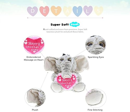 Miniatura 2 de DolliBu Animal de peluche feliz para el día de la madre, mensaje de corazón para la mejor mamá, abuela, esposa, madrastra, mamá, lindo y adorable