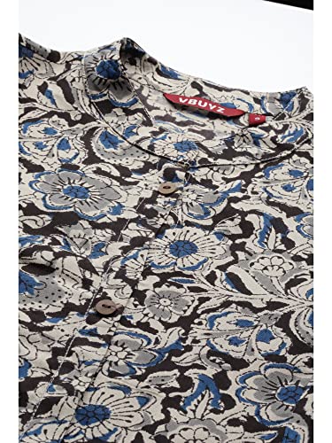 Image of Vbuyz Women's Floral Print A-Line Cotton Stitched Kurta
