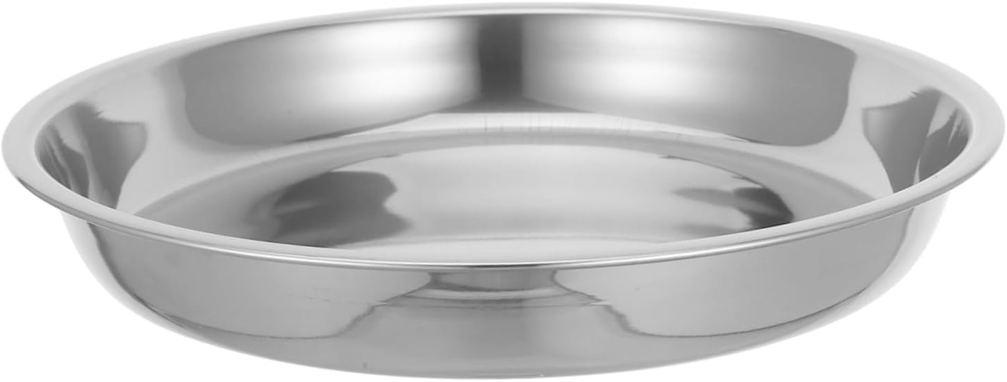 Round Food Tray Dinner Plates Stainless Steel Heavy Duty Camping Plate