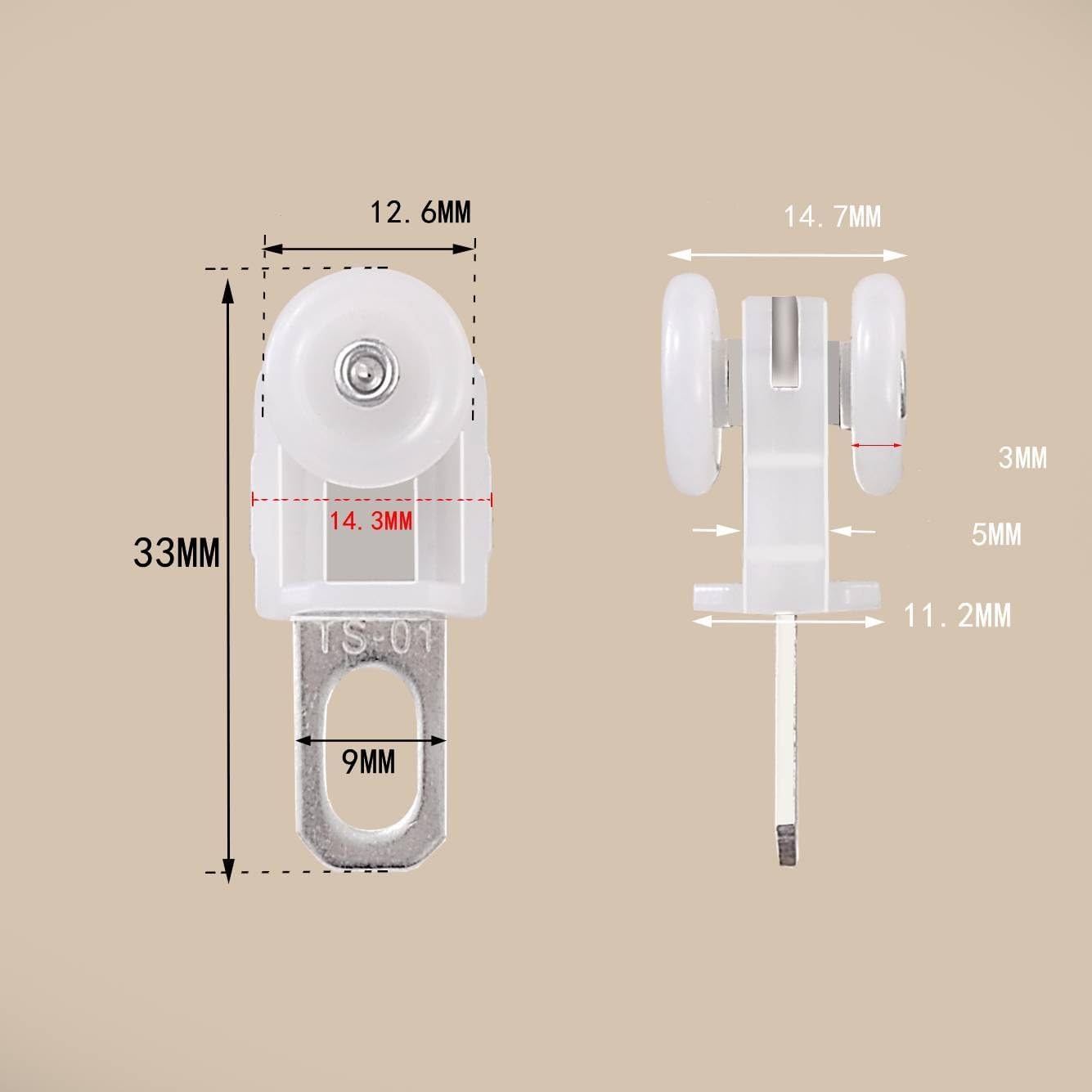 500 PCS Curtain Track Rollers, Heavy Duty Glider Rollers Hooks Ceiling Curtain Track Mute Curtain Tracks Pulley Wheel Rollers Runners for Ceiling/Wall Mount Curtain Tracks