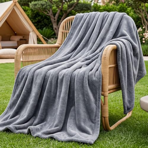 Image of Bedsure GentleSoft Fleece Blanket Twin Size Grey - 300GSM Lightweight Plush Fuzzy Cozy Soft Warm Blanket for Bed, Sofa, Couch, Travel, Camping, 60x80 inches