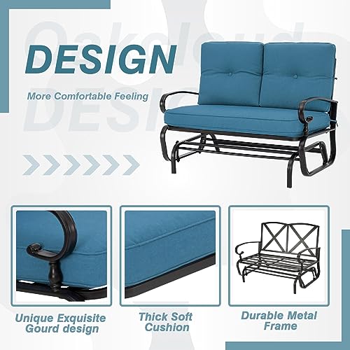 image for Oakmont Outdoor Glider Rocking Bench 2 Person Patio Loveseat Steel Fra