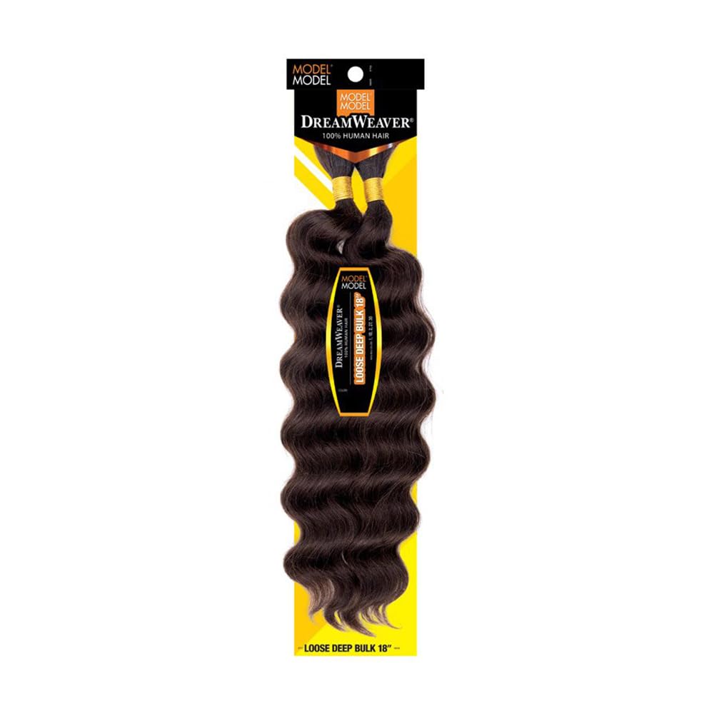 MODEL MODEL DREAM WEAVER Human Hair Braid LOOSE DEEP BULK 18" (1B Off Black)