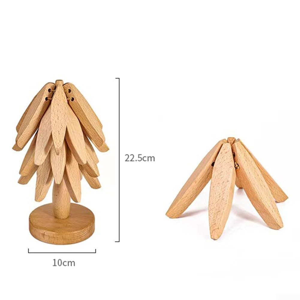 Platzsparender Untersetzer aus Holz, Baum-Design, ideal für Urlaub und sauberes Kochen, stilvolles Küchenzubehör und funktionale hitzebeständige Matte