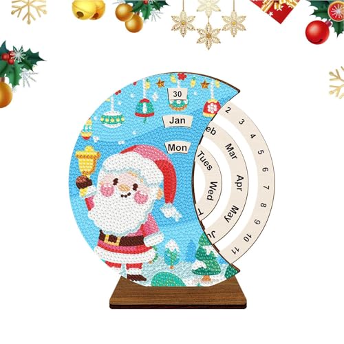 Calendario perpetuo de escritorio artesanal con funcion de diamantes de imitacion