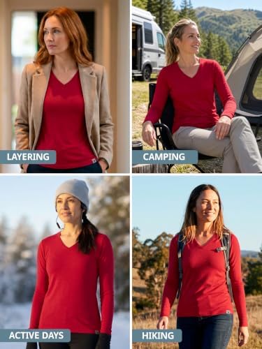 MERINNOVATION 100% Merino Wool Base Layer for Women - Long Sleeve Merino Wool V-Neck Women's Top — view 2