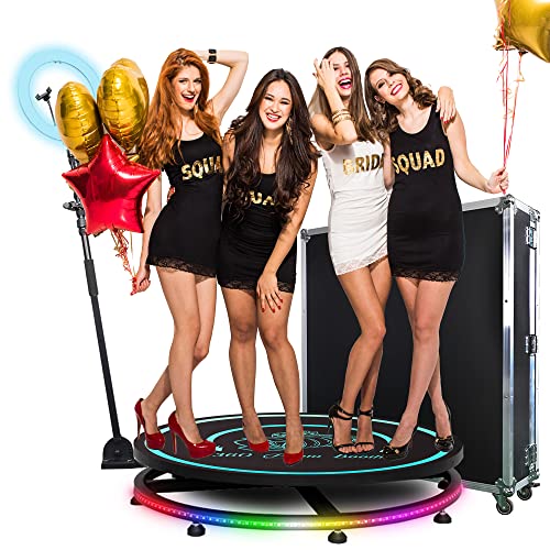 Mwe 360 Photo Booth Machine With Software For Parties With Flight Case,Logo Customization,4-5 People Stand On App Remote Control Automatic Slow Motion 360 Spin Camera Booth (39.4"+Flight Case) #TOP1
