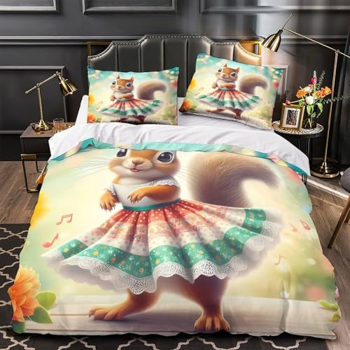 Housse de couette écureuil idée cadeau anniversaire enfant single - 2