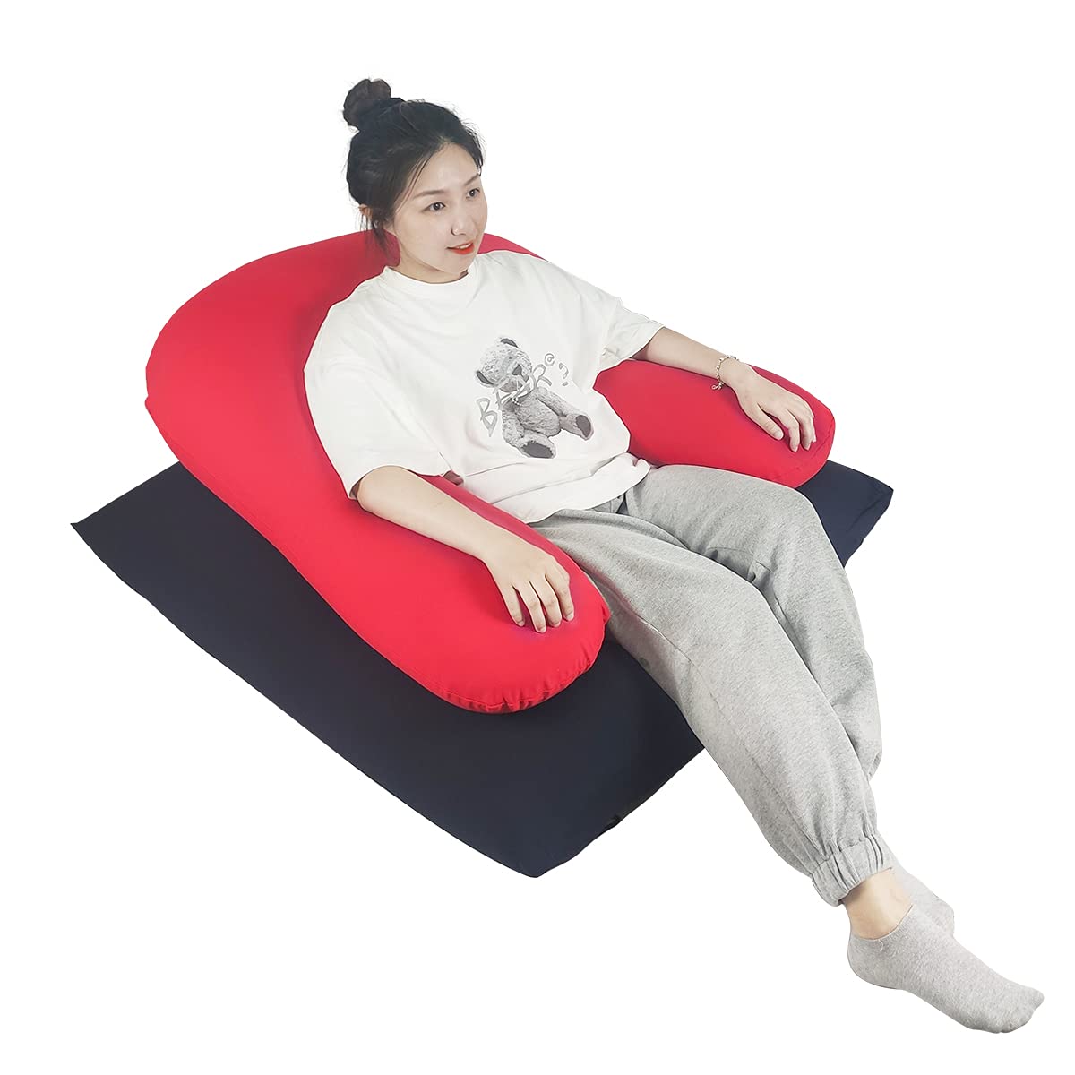 Amazon.co.jp: RAKU ビーズクッション 大型 U型サポートセット 日本製