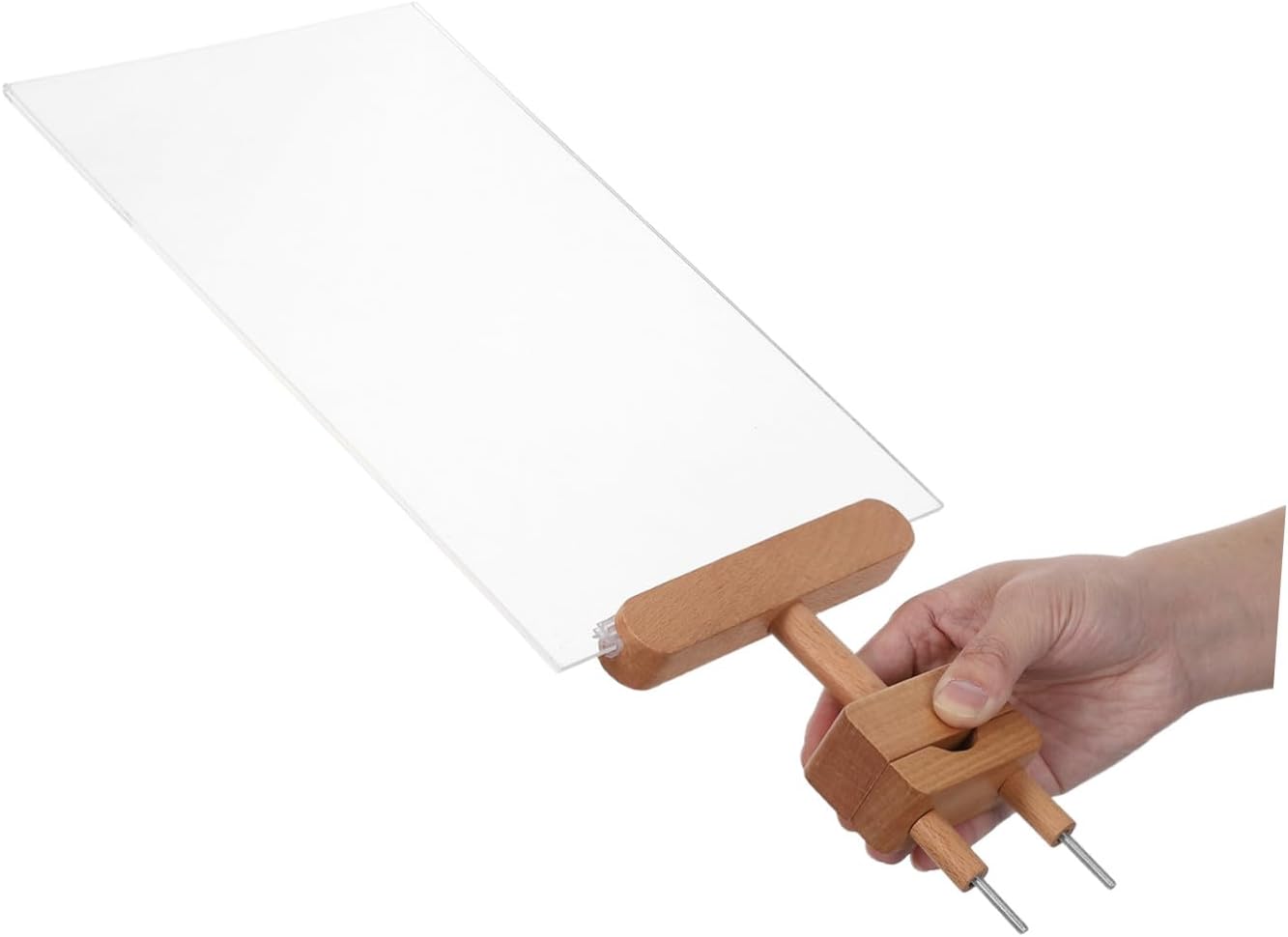 Rotatable Beech Wood Price Tag Clip A4 Vertical (210x297mm) Shelf Price Display Sign Holder for Retail Countertop Product Advertising