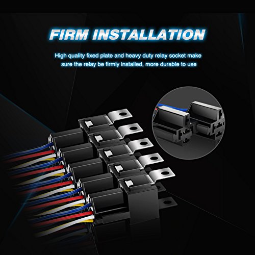 Nilight 50003R Automotive Set 5-Pin 30/40A 12V SPDT with Interlocking Relay Socket and Wiring Harness-5 Pack, 2 Years Warranty