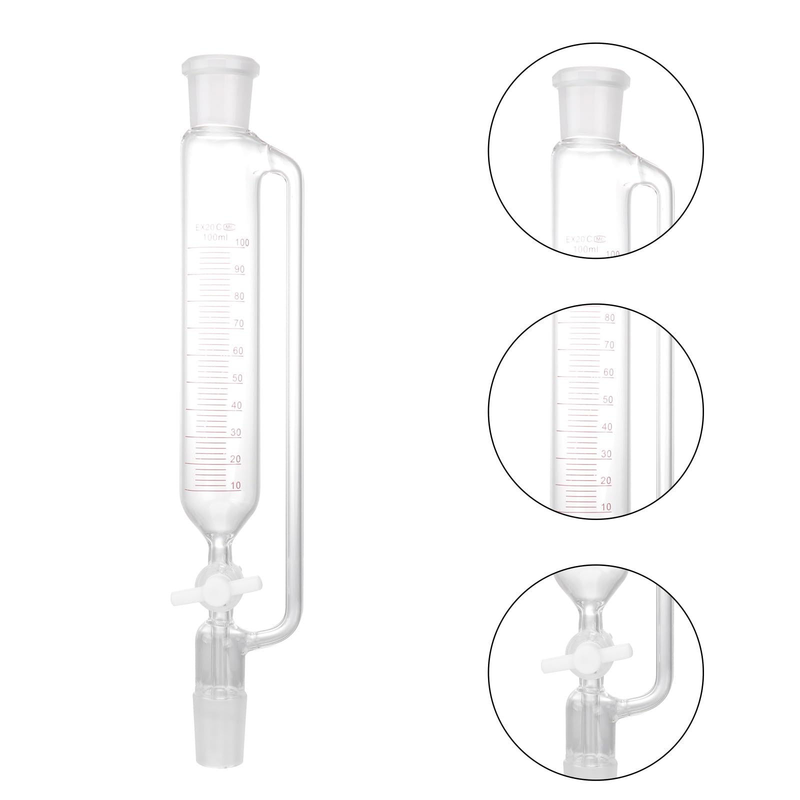 Robuster Scheidetrichter Zylindrisch aus Glas für Laborflüssigkeiten