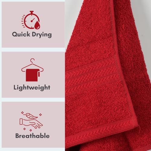 Image of Mafatlal Joy Bath Towel Combo - Pack of 2 | 58 x 29 inch Large Size | Soft Cotton | Quick Dry | Highly Absorbent | 450 GSM | Red | Bath Towel Large Size for Men