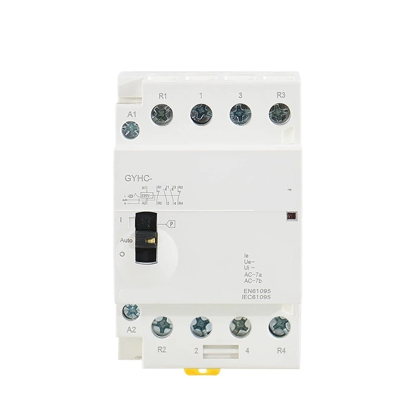 RCGKNNMUZ GYHC 4P 40A 63A 2NC2NO or 4NO 220V/230V 50/60HZ Rail Type Household AC Modular Contactor Manual Operation(4P 63A 2NO2NC 220V)