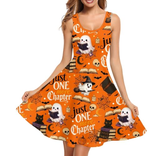 Image of TOADDITDO Women's Sleeveless O Neck Beach A-Line Party Coctail Tank Dresses Flared Sundress
